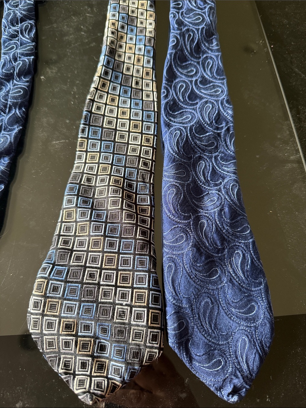 Michael Kors Navy and Light Blue Patterned Silk Ties